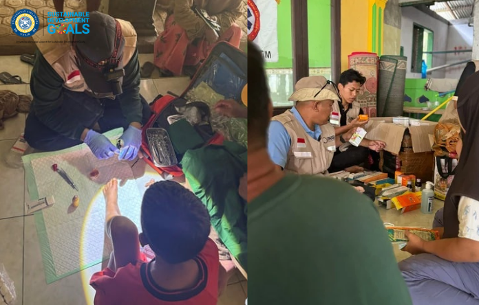 Puskesmas Lumpuh Total, Warga Desa Tenggulun Serbu Posko Medis FKp UNAIR: Keluhan Nyeri Otot dan Luka Duri Sawit Mendominasi